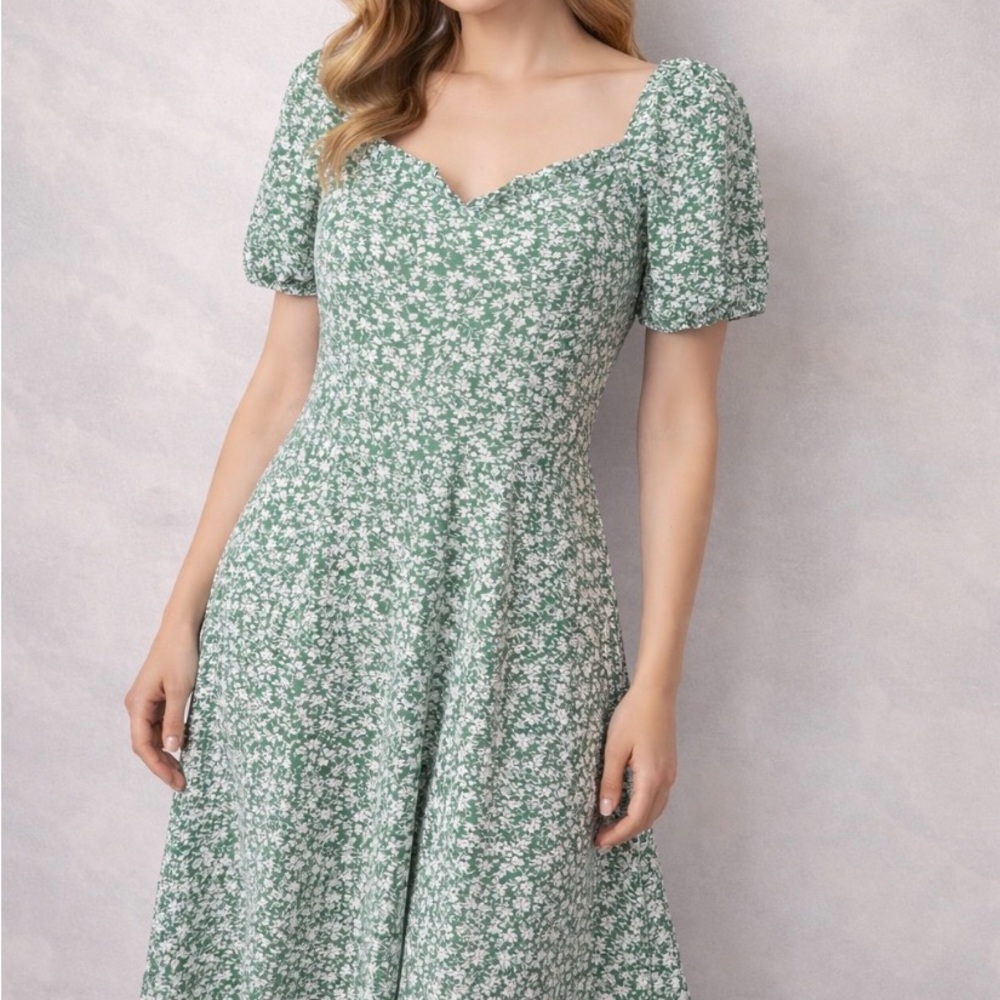 SHEIN Green Floral Dress